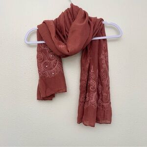 🌻3 for $25 SALE- Embroidered Lightweight Scarf with Pearl Details